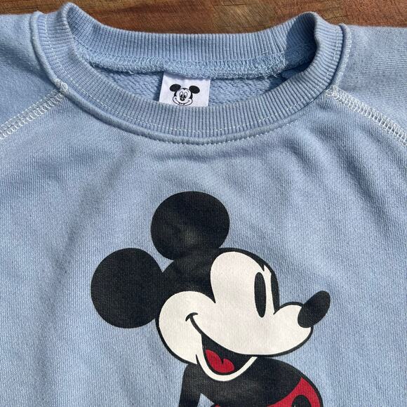 Vintage 90s Disneyland Mickey Mouse Sweatshirt Light Blue Kids M Retro Disney - Picture 6 of 8